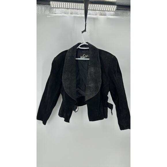 Vintage WINLIT Suede buckle waist Coat hour glass silhouette 80s western size L - Picture 4 of 8